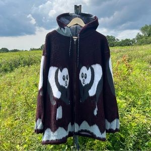XL/2XL Y2K Fuzzy Panda Zip Up Hoodie